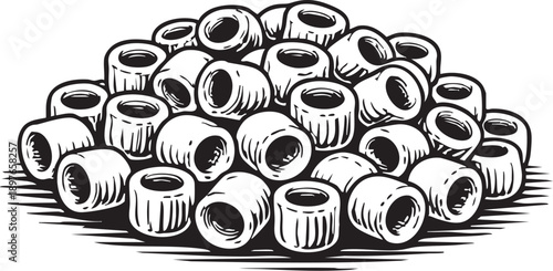 Pasta mezzi rigatoni heap studio scene short tube pasta composition for packaging illustration