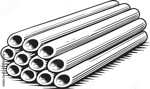 Pasta ziti stacked tubes studio scene long smooth pasta arrangement for branding and packaging