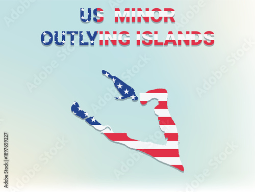 A modern flat illustration of the map of United States Minor Outlying Islands filled with the national flag