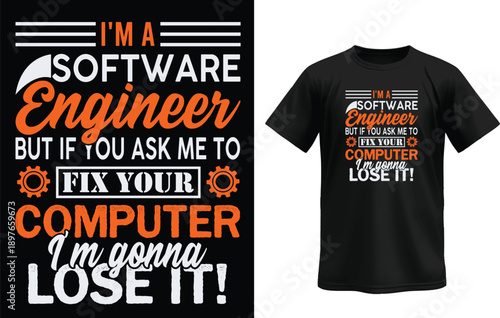 Funny Software Engineer Quote T-Shirt Design – Fix Your Computer Joke Typography