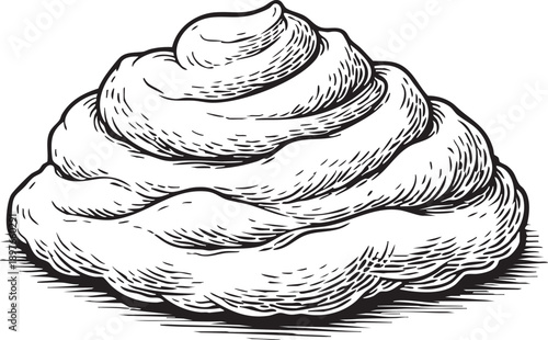Potato mashed swirl shaped on clean background showing smooth texture for packaging illustration