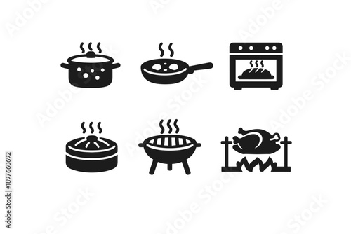 Grilling image numbers icon text vector labels steaming letters generation no simple