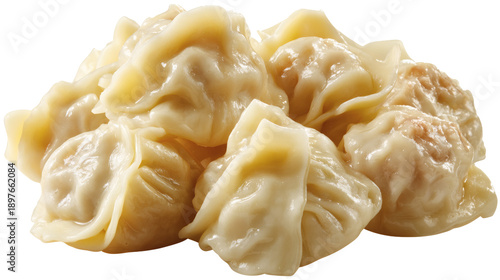 Pelmeni dumplings, Russian cuisine, isolated on a white background