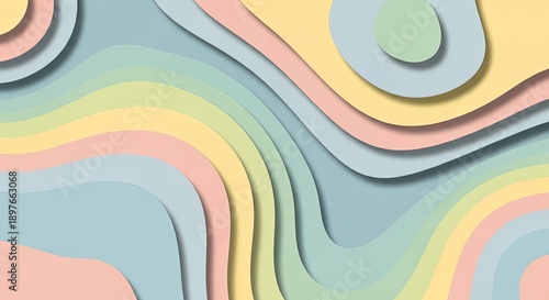 Soft Pastel Paper Cut Abstract Background