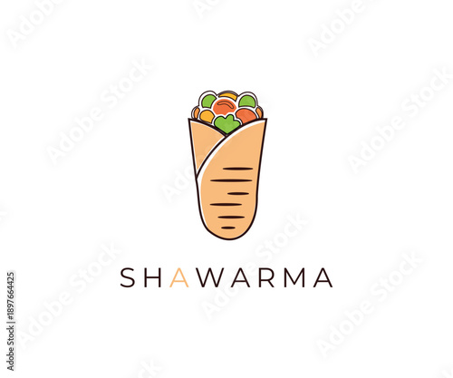 Shawarma Wrap Food Logo Vector