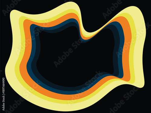 Abstract Retro Wavy Papercut Background with Colorful Organic Layers