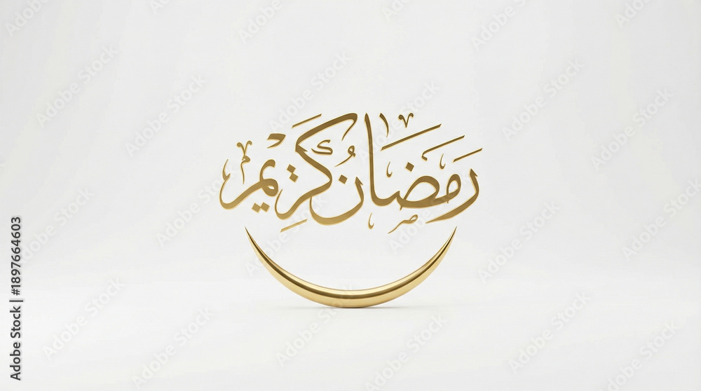 custom made wallpaper toronto digitalMinimal White and Gold Ramadan Kareem with Crescent