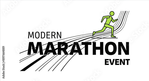 A Modern Marathon Event, Conceptual Design for Running Competition Illustration