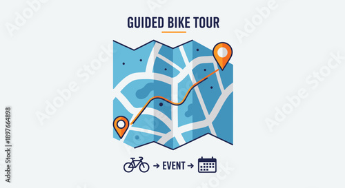 A Pictorial Representation Of Guided Bike Tours On A Detailed And Illustrated Map