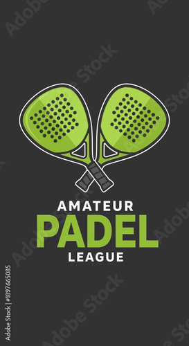 Amateur Padel League Logo Graphic Design Featuring Crossed Rackets
