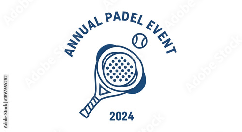 Annual Padel Event Logo Design Featuring Racket and Ball