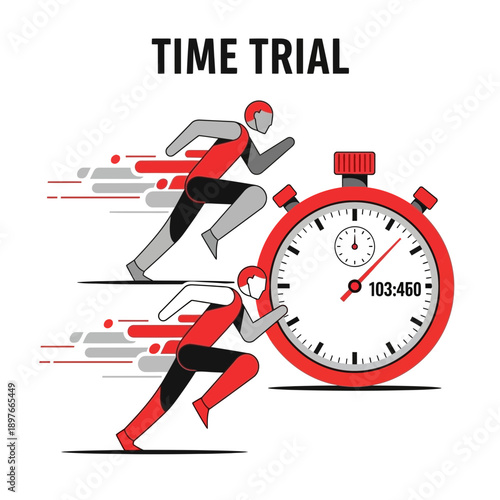 Athletes Competing in a Fast-Paced Time Trial Race Against The Clock