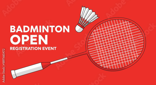 Badminton Open Registration Event Announcement Graphic Design