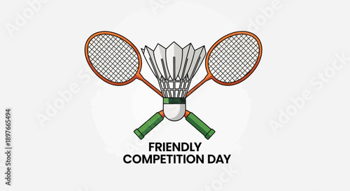 Badminton Rackets And Shuttlecock For Friendly Competition Day Celebration