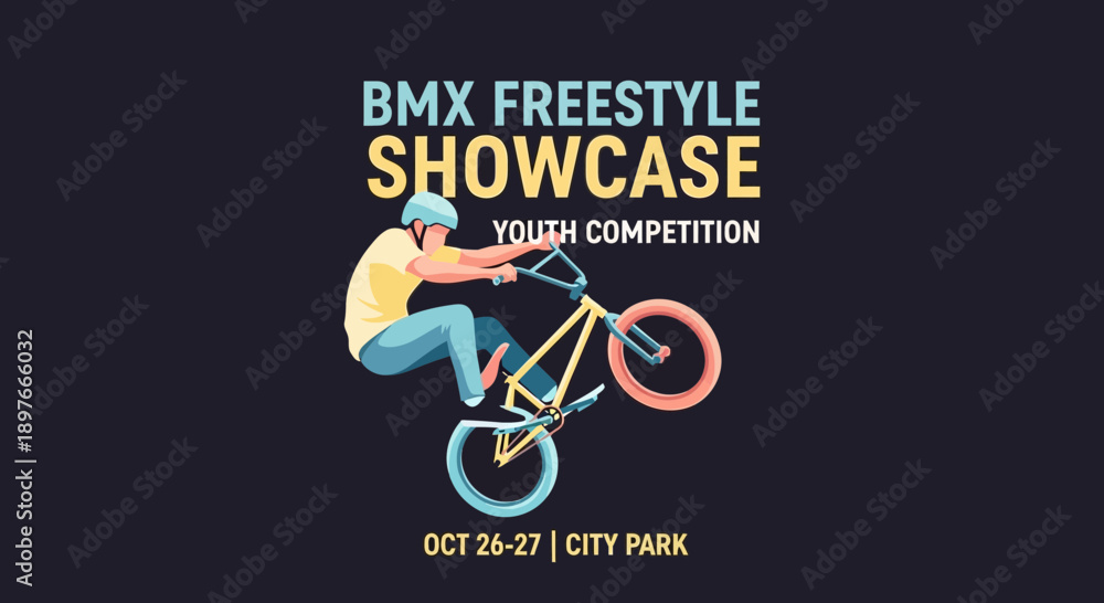 Obraz premium BMX Freestyle Showcase Youth Competition Event Announcement