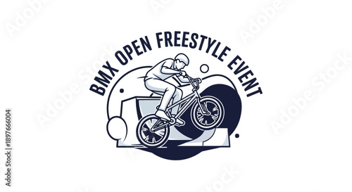 BMX Freestyle Event Illustration Showcasing Action-Packed Stunt Performance on Two Wheels