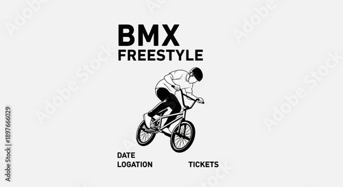 BMX Freestyle Rider Performing Tricks Dynamic Action Illustration