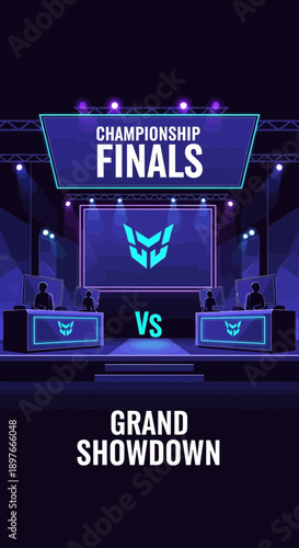 Championship Finals Grand Showdown: A Vibrant and Dynamic Arena Competition Illustration