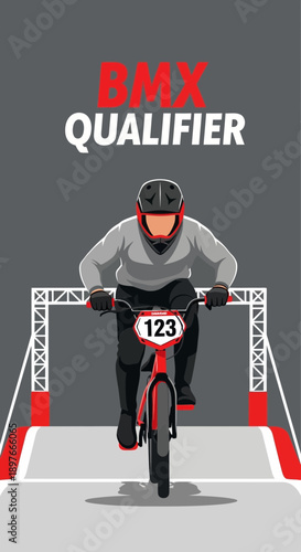BMX Qualifier Race Action Dynamic Athlete Speed On Track