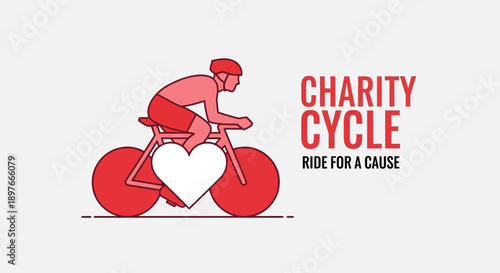 Charity Cycle Ride For A Cause Heart Symbol Cyclist