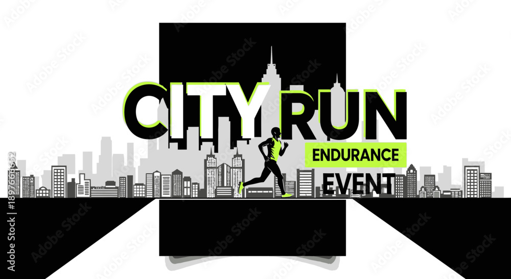 Fototapeta premium City Run Endurance Event Graphic Design Marathon Competition