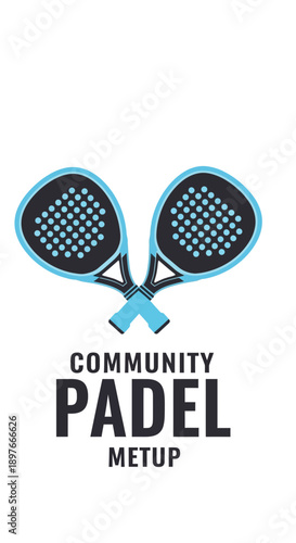 Community Padel Meetup: Dynamic Design Showcasing Rackets for Sport Engagement and Social Gatherings