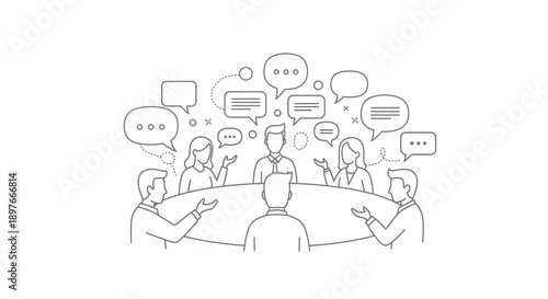 Group Discussion with Speech Bubbles Illustration.