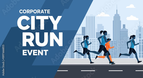 Corporate City Run Event Active People Participating in a Marathon Race
