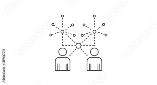 Simple Line Art People Network Connection.