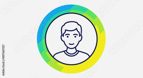 Simple Line Drawing of a Smiling Man.