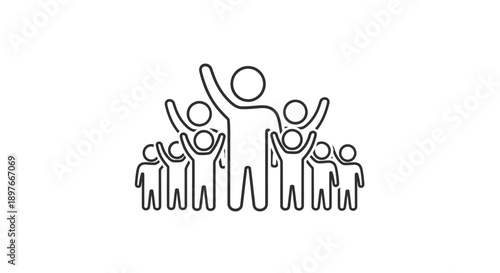 Simple Line Drawing of People Together.