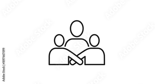 Simple Line Icon of Three People Together.