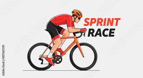 Cyclist Accelerating in Intense Sprint Race Competition On The Track