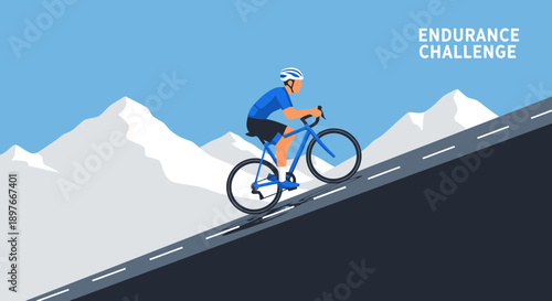 Cyclist Ascends Steep Mountain Road During Endurance Challenge