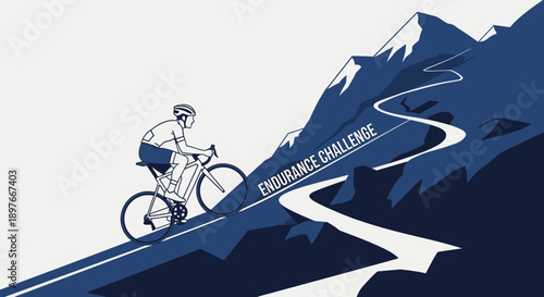 Cyclist Ascends Mountainous Path Inspiring Endurance Challenge