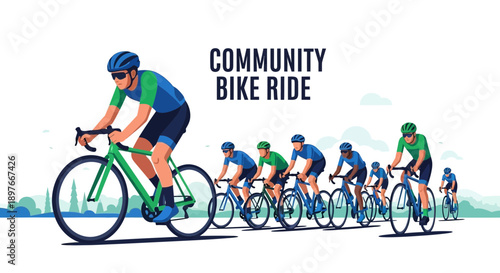 Cycling Community Ride Group Energetic Athletes Racing