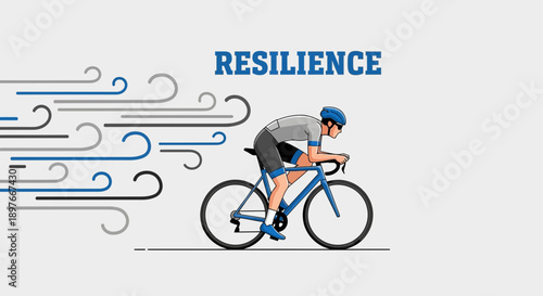 Cyclist Battling Strong Winds Demonstrating Resilience And Determination