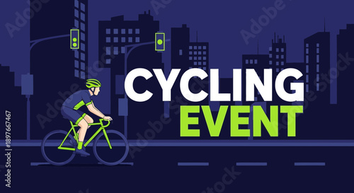 Cycling Event In The City During The Evening With Bright And Modern Style