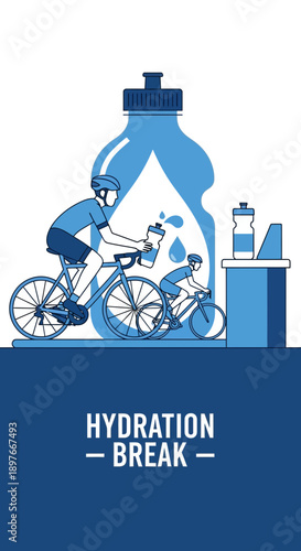 Cycling Hydration Break Refreshing Cycle Ride With Water Bottle Icon