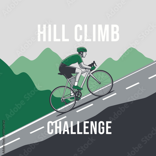 Cycling Upward The Hill Climb Challenge Dynamic Rider Ascending Slope