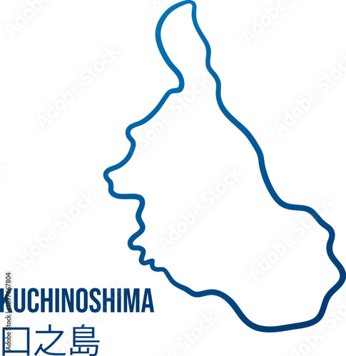 Kuchinoshima island of Tokara archipelago simlified outline map.