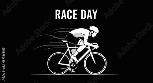 Cyclist in Action Against a Black Background, Illustrating Race Day Competition