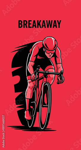 Cyclist in Energetic Motion: Dynamic Illustration of Speed and Athleticism on a Bicycle