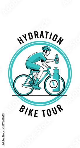 Cyclist Maintaining Hydration During a Scenic Bicycle Tour, Promoting Outdoor Activities