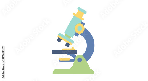 Colorful Microscope Icon Symbolizing Science Research and Education in a Lab Setting on Isolated White Background