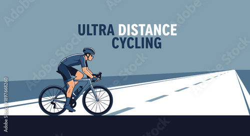 Cyclist Riding A Bicycle On Open Road For Ultra Distance Races