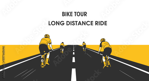 Cyclists Undertake A Challenging Long-Distance Bike Ride On Open Road For Endurance