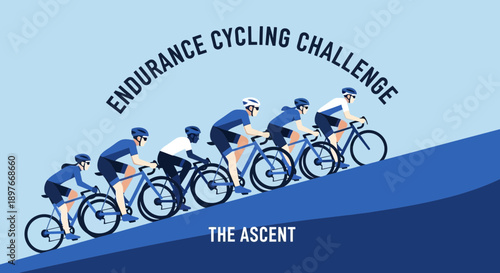 Cyclists Undertaking The Ascent In An Endurance Cycling Challenge Race For Competition