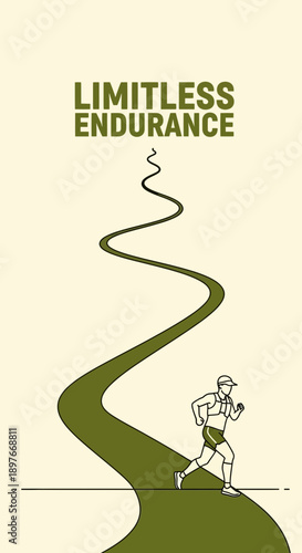 Depicting Limitless Endurance, A Runner's Journey Along a Winding, Unending Trail