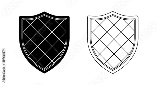 Shield icons, black and white